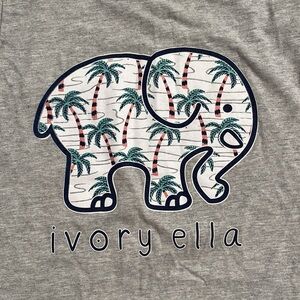 Ivory Ella gray long sleeve signature elephant t-shirt with a palm tree t-shirt